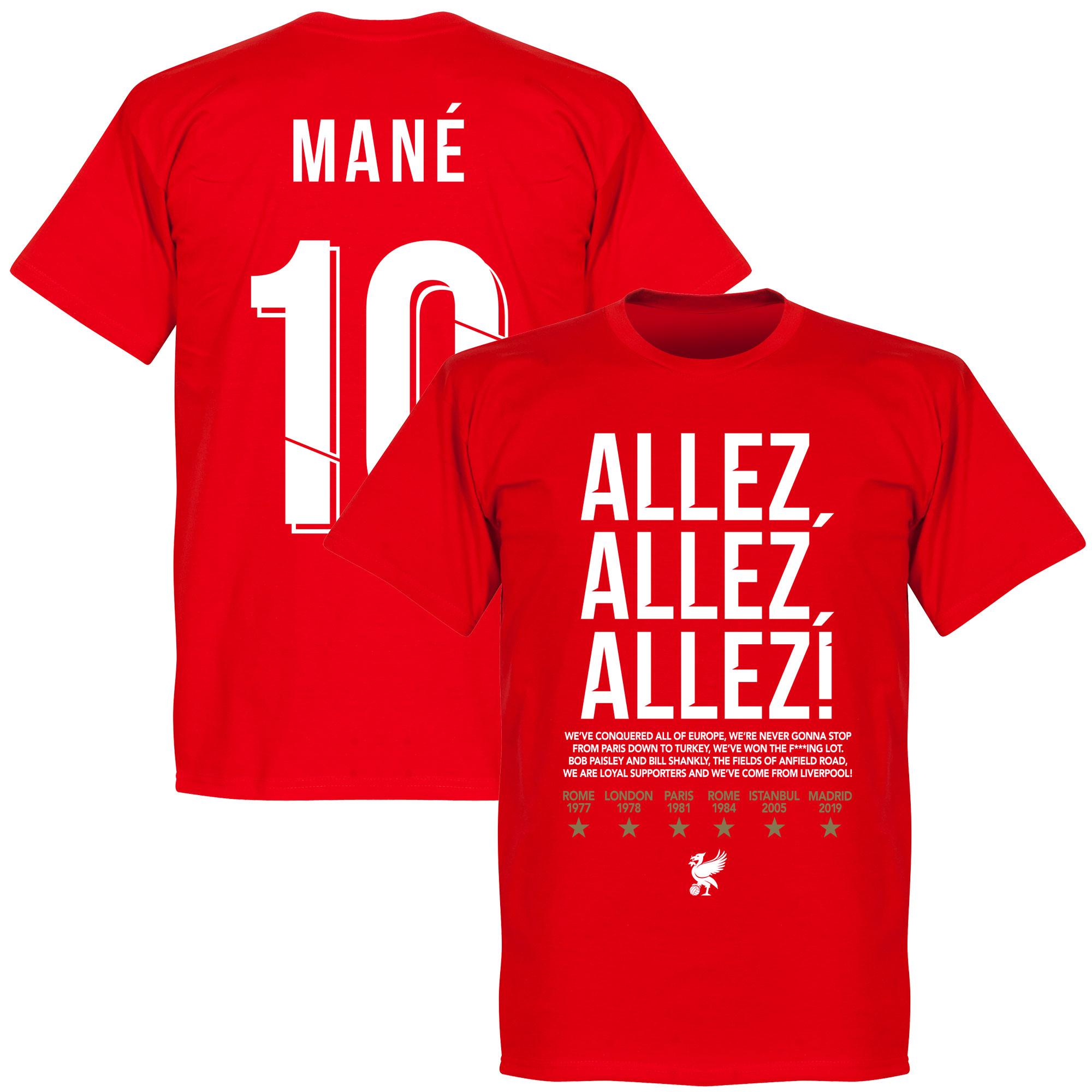 Liverpool Allez Allez Allez Mane 10 T-Shirt - Rood Top Merken Winkel